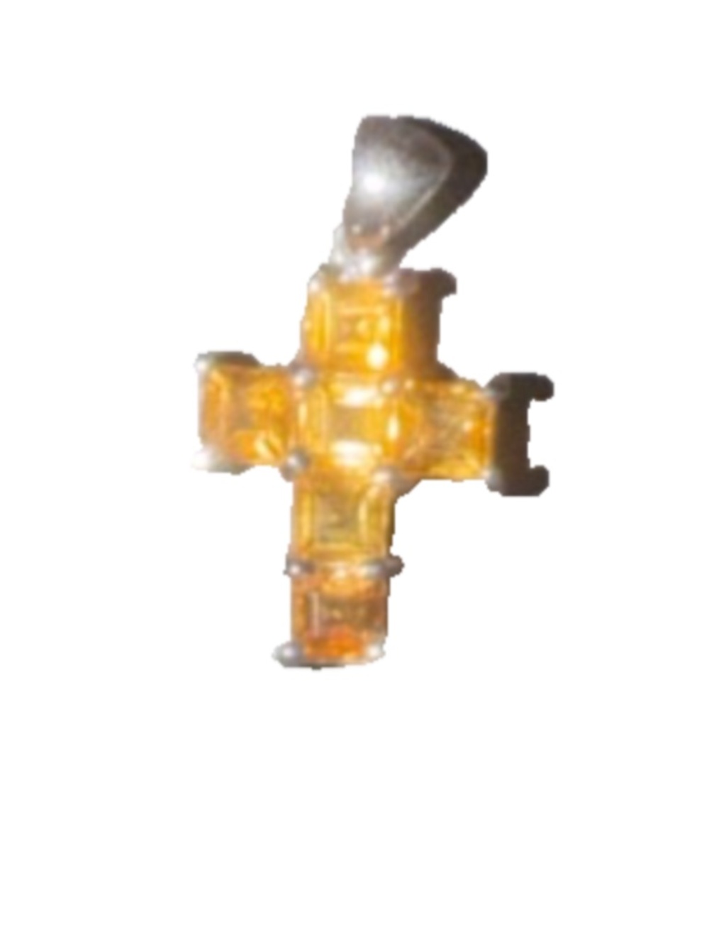14 kt w gold cross 5 cts yellow sapphires 2.8 grams - Picture 2 of 4